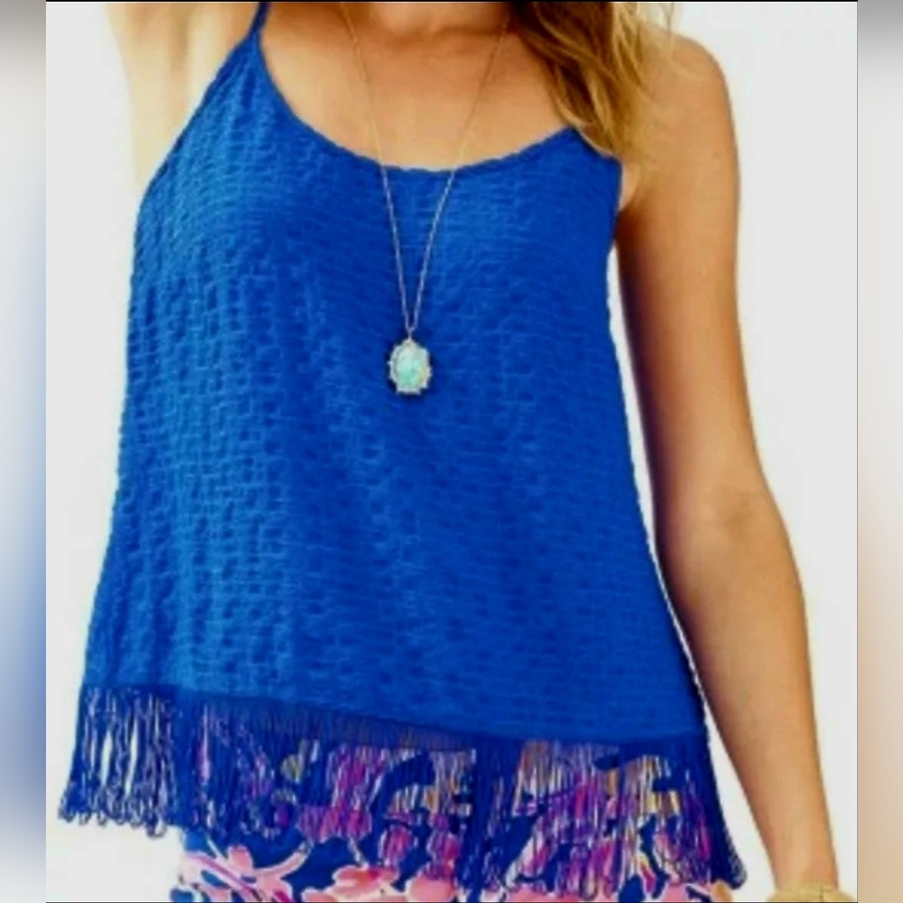 Lilly Pulitzer Naeem Fringe Tank, Size Medium